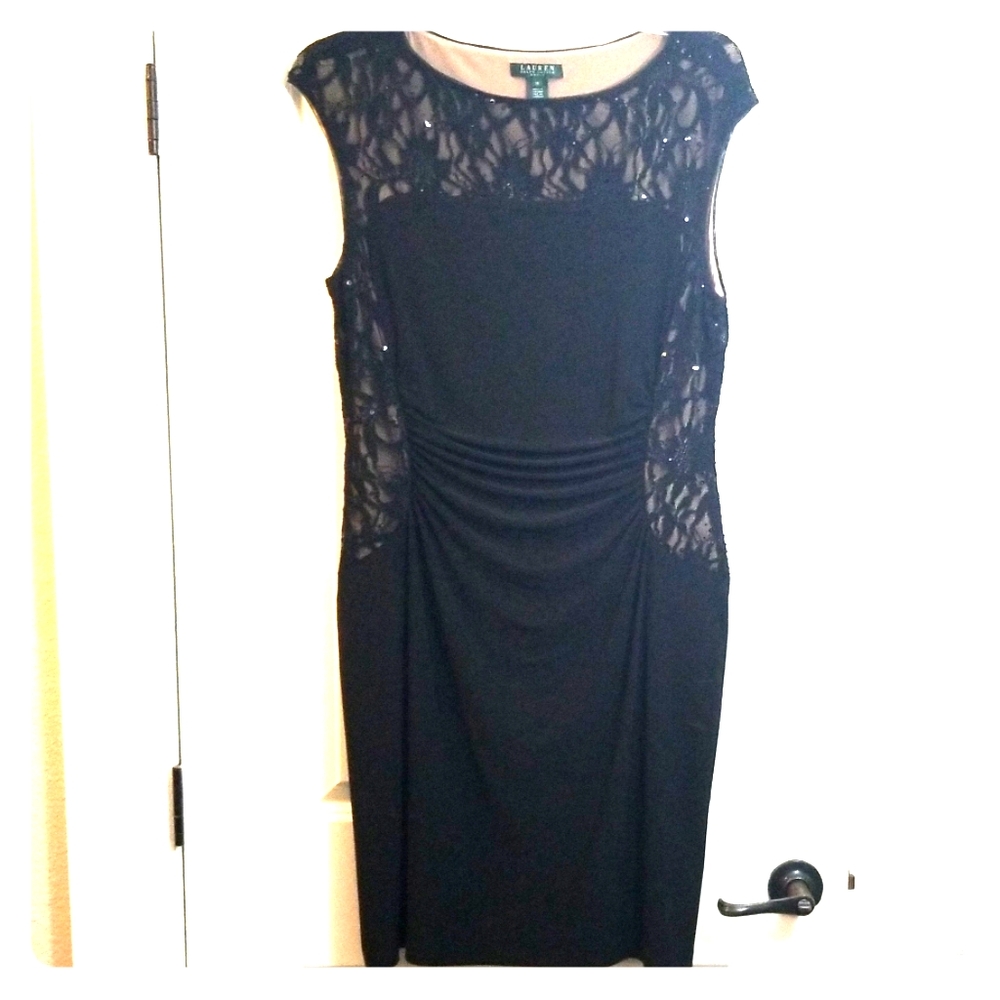 Ralph Lauren black dress with lace detailing